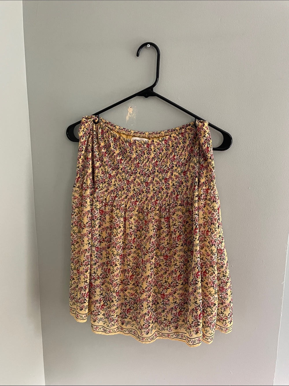 Max Studio Yellow Floral Smocked Flowy skirt with elastic drop waist